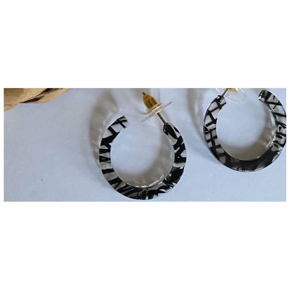 Onyx and Clear Mini Hoops